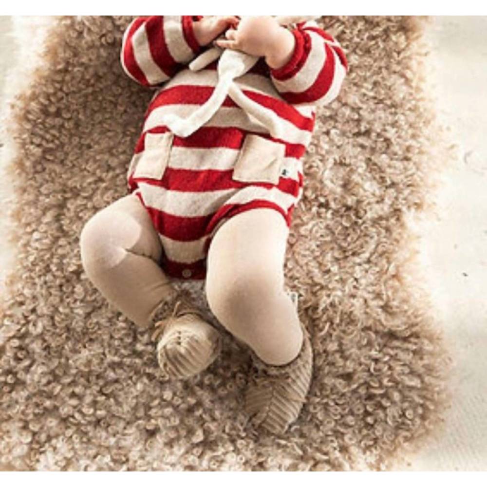 NEW PETIT INDI babys stipey knit romper in red multi